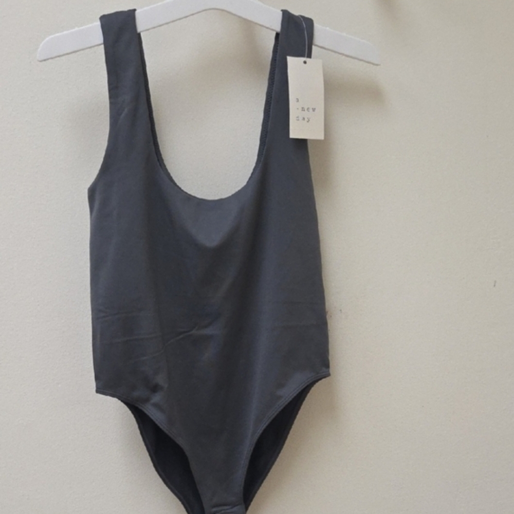 Target Gray Scoop Neck One-Piece Swimsuit